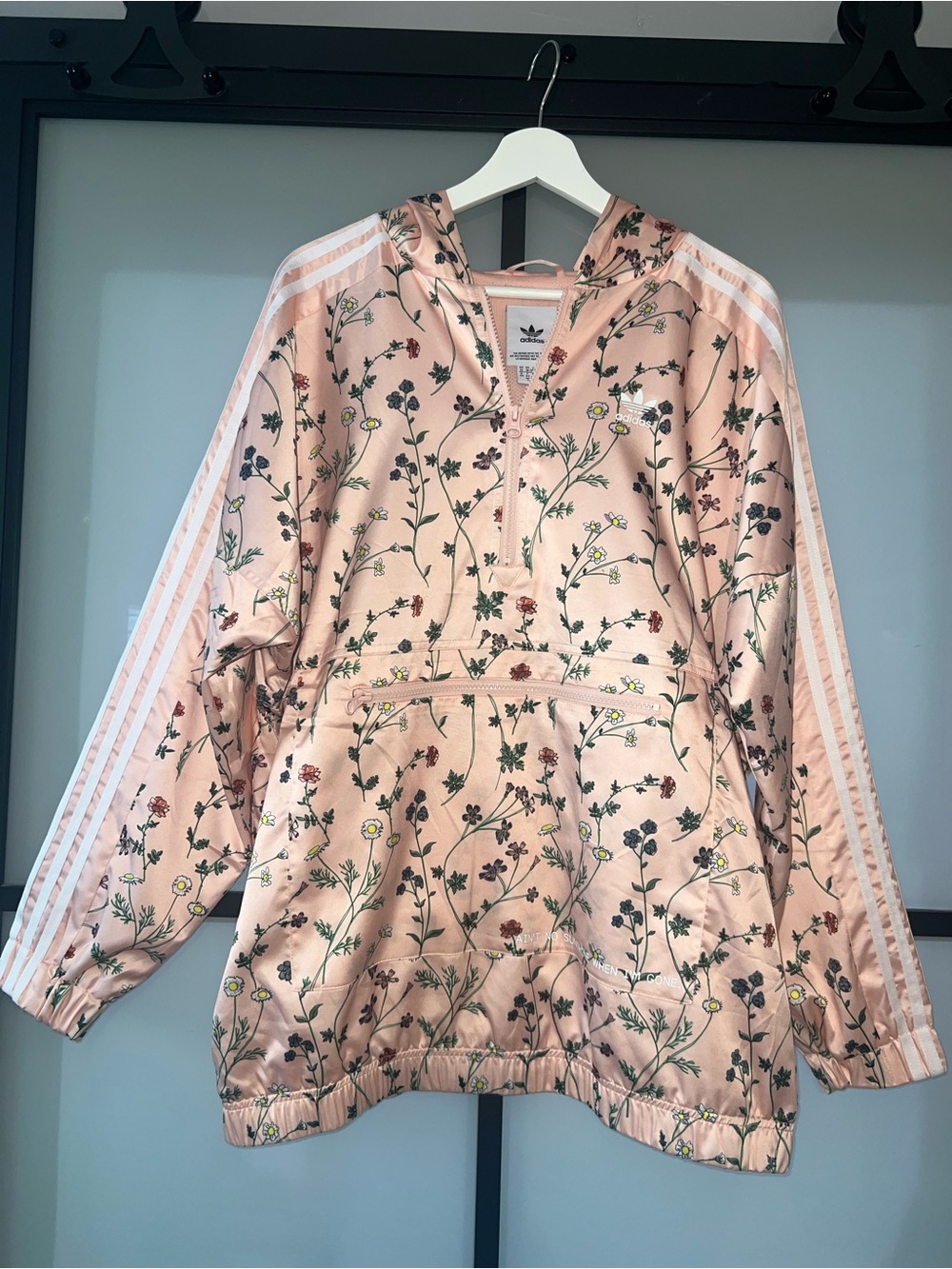 Adidas Originals DN9090 Floral Oversized Anorak Windbreaker Hoodie M